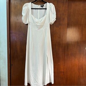 Danielle Bernstein White Polka Dot Baby Doll Maxi Dress size 4